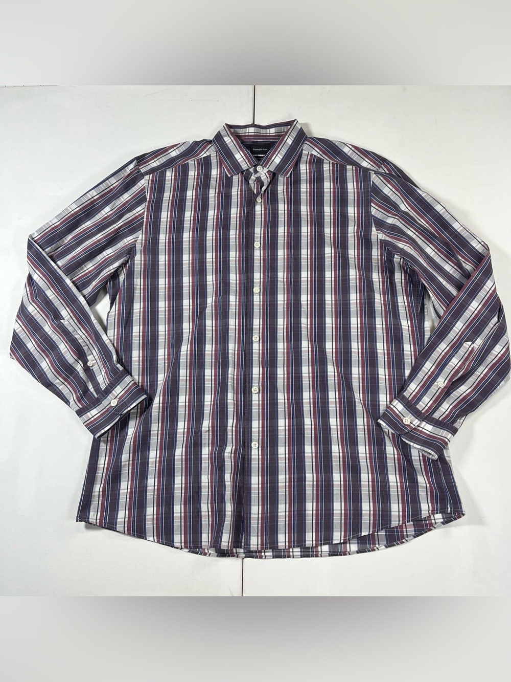 Ermenegildo Zegna Centoquaranta Twill Plaid Long Sleeve Button Up Shirt Men’s XL